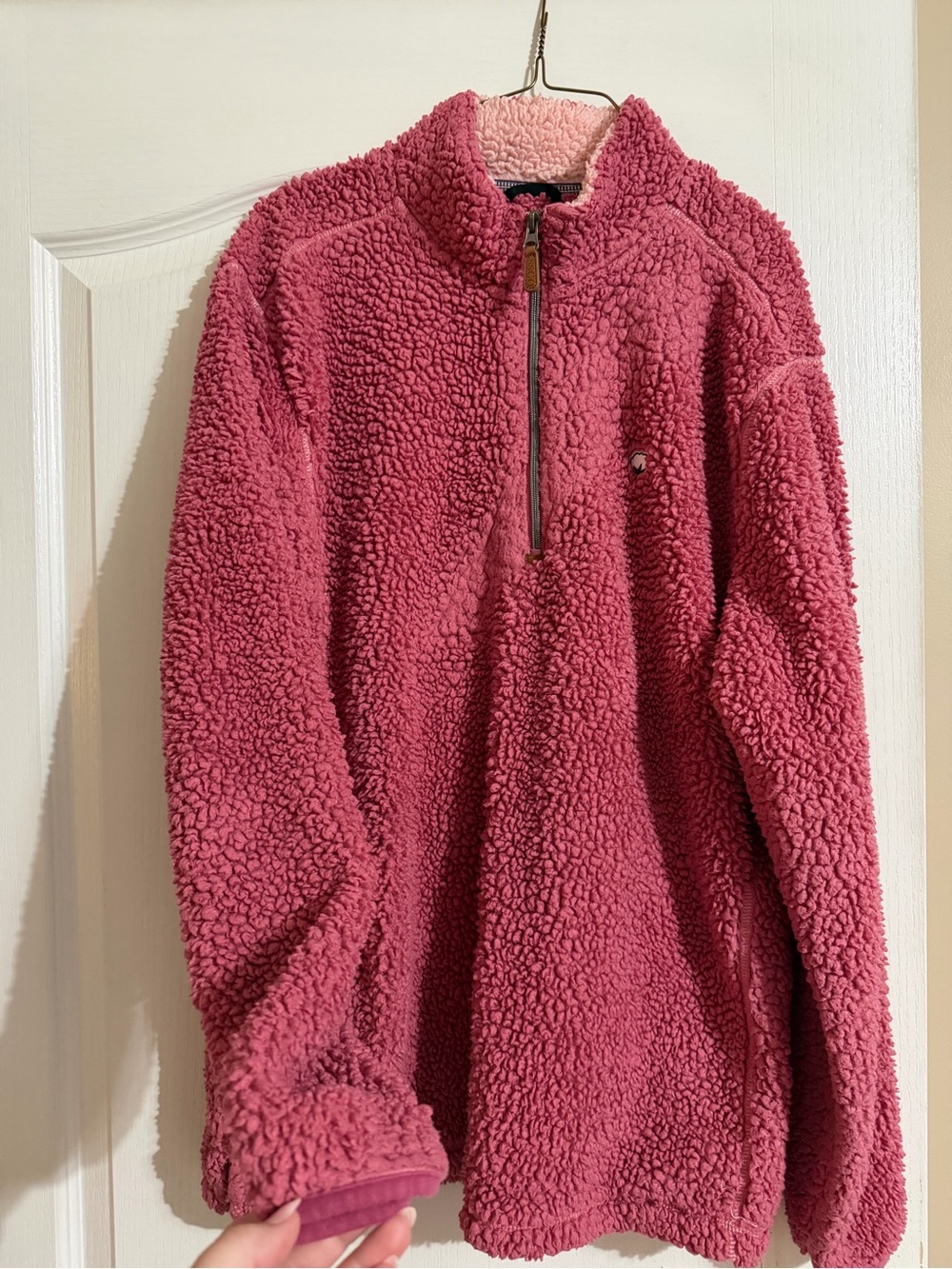 The Southern Shirt Company Plush Quarter-Zip Fleece Pullover in Berry Pink